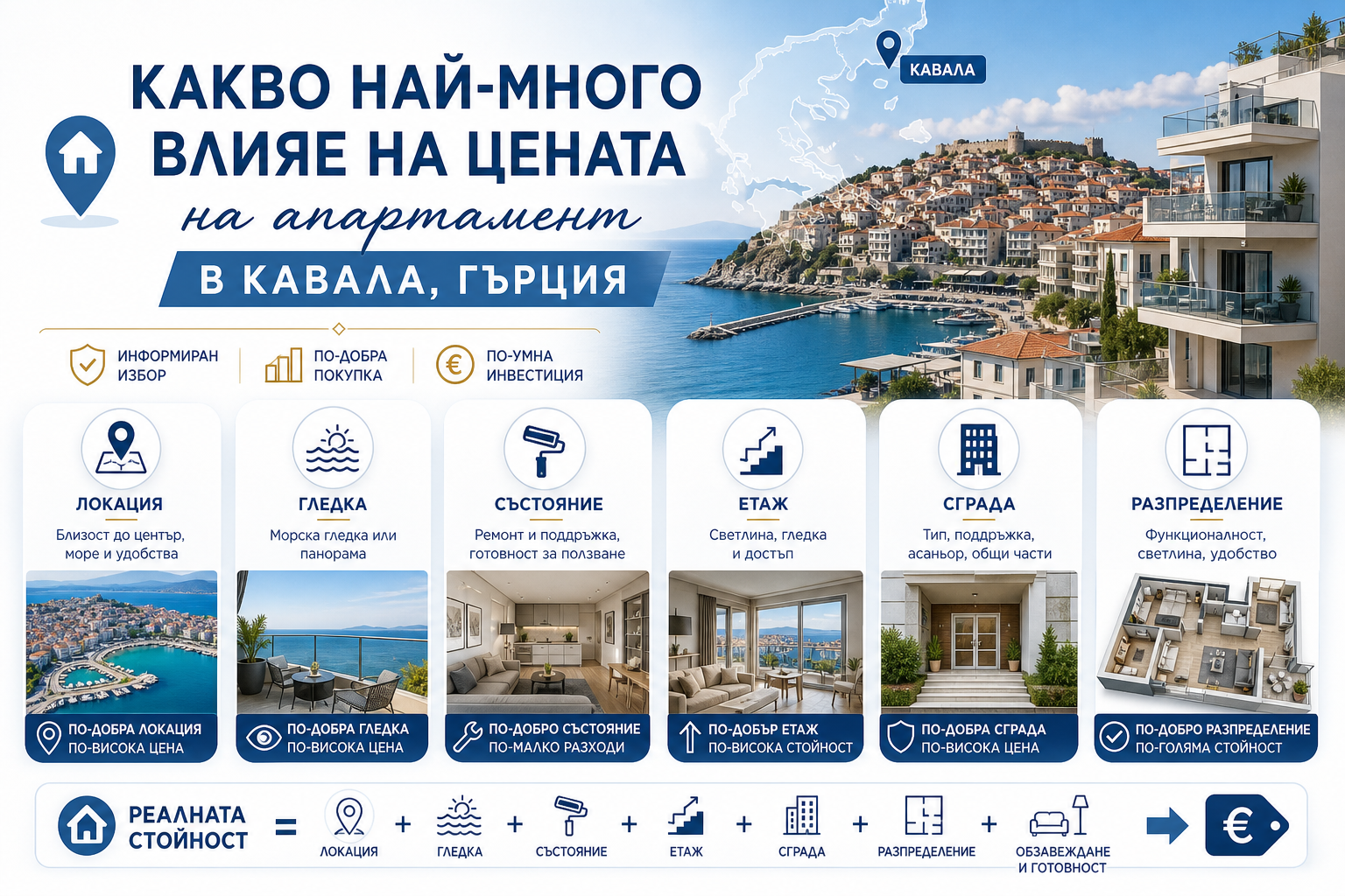 Какво влияе най-много на цената на апартамент в Кавала