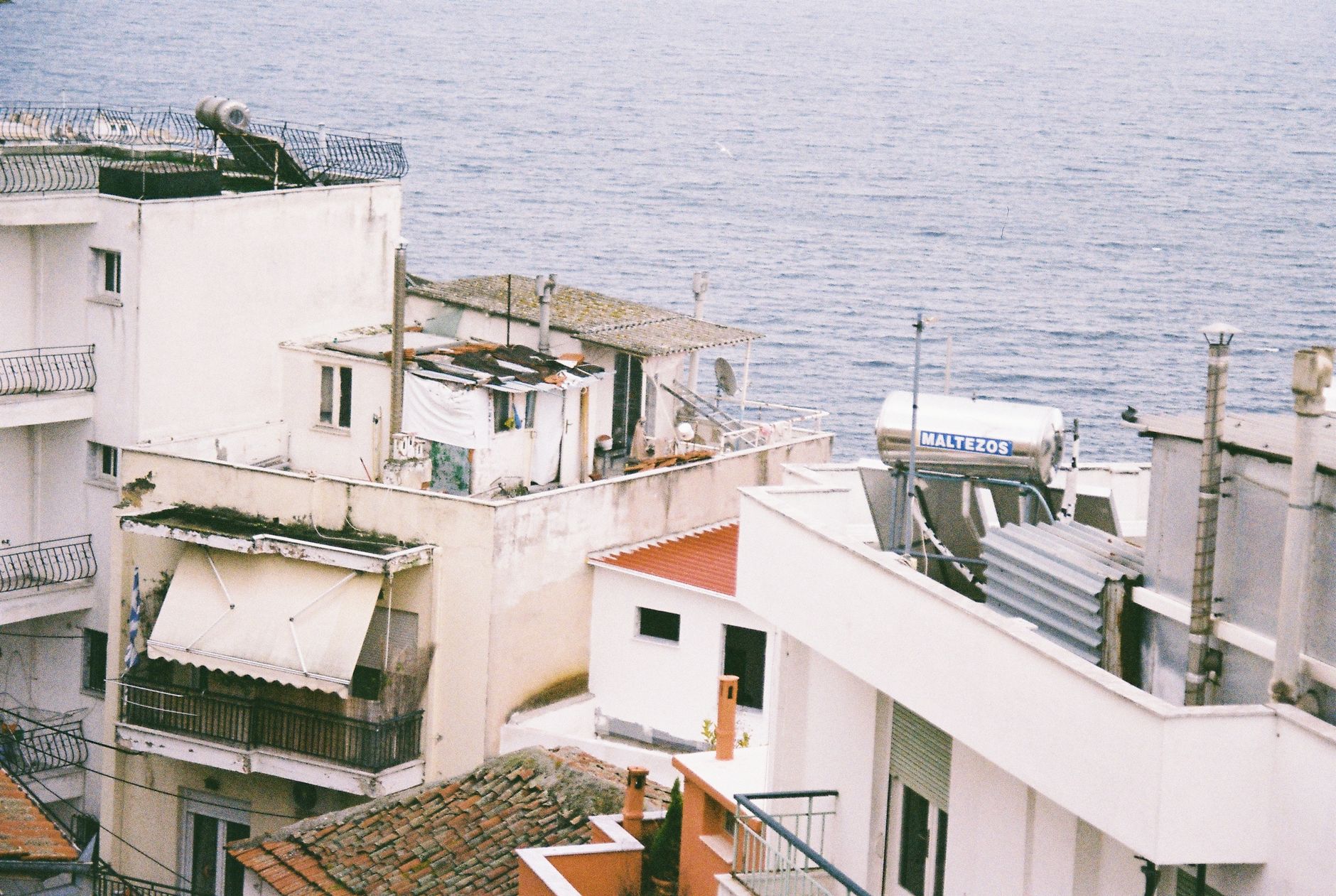 Aerial view of Kavala's urban landscape and sea, Greece